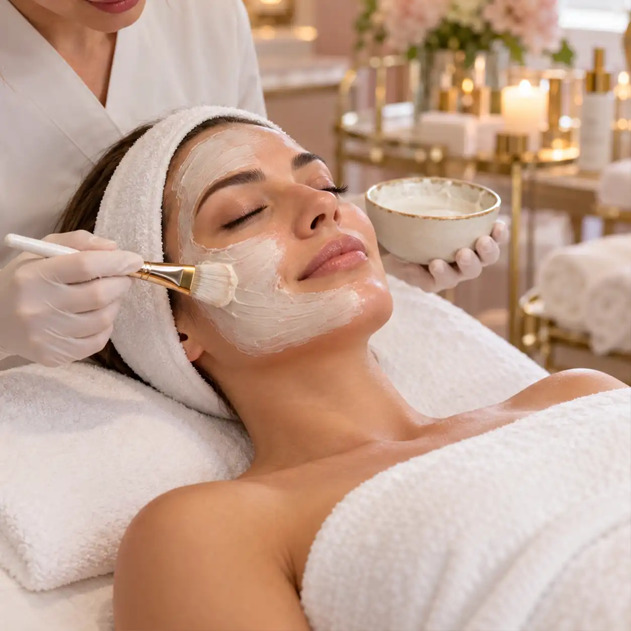 Tratamiento facial profesional con mascarilla